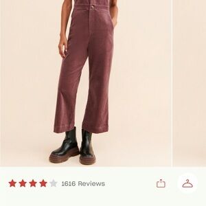 Saint Laurent Corduroy Overalls in Deep Mauve